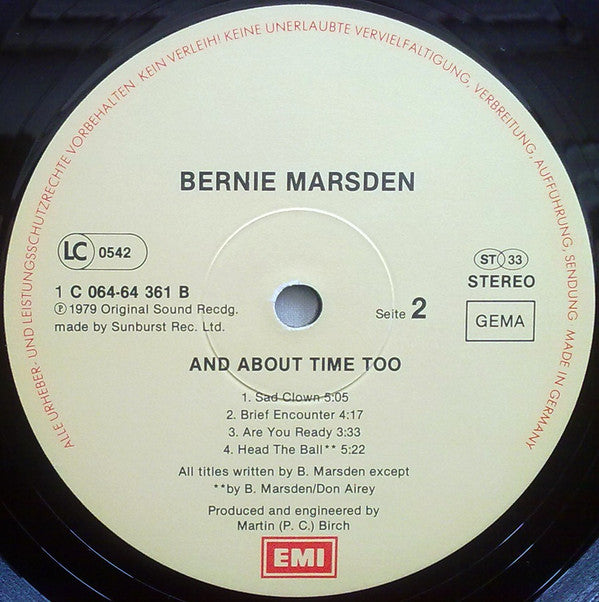 Bernie Marsden : And About Time Too (LP, Album)