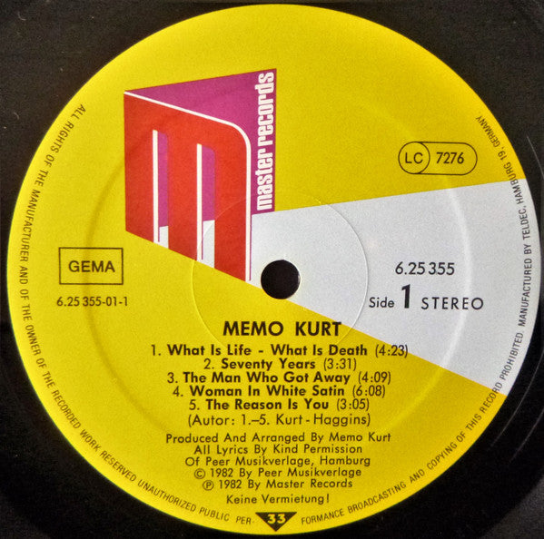 Memo Kurt : The Reason Is You (LP, Album, Gat)