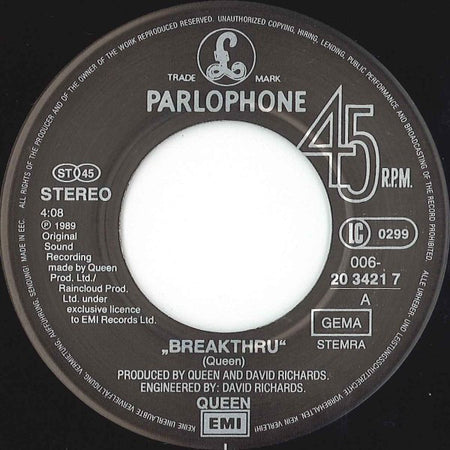 Queen : Breakthru (7", Single)