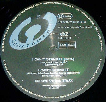 Groove '70 Featuring T'Wax : I Can't Stand It (... Just A Little Bit) (12")
