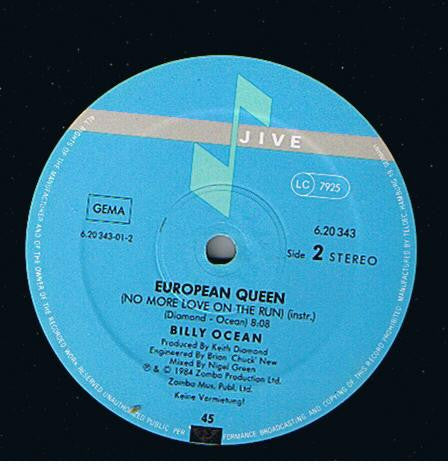 Billy Ocean : European Queen (No More Love On The Run) (12", Single)