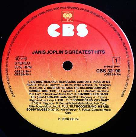 Janis Joplin : Janis Joplin's Greatest Hits (LP, Comp, RE, Sun)
