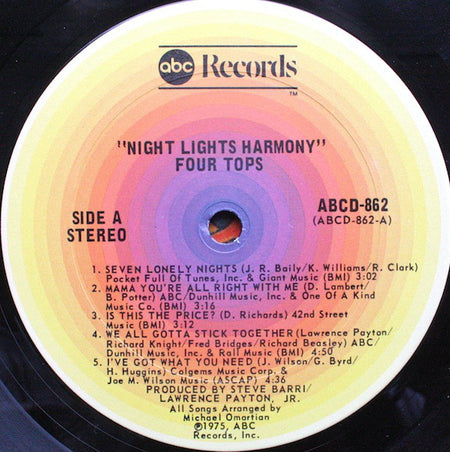 Four Tops : Night Lights Harmony (LP, Album)