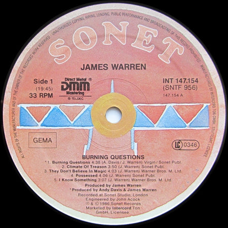 James Warren : Burning Questions (LP, Album)