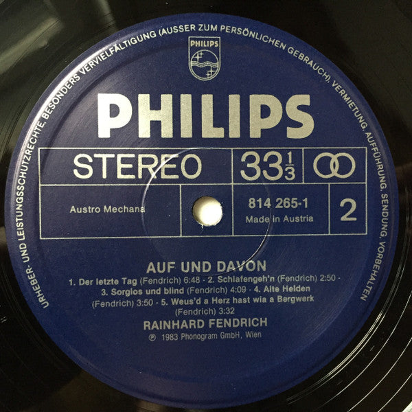 Rainhard Fendrich : Auf Und Davon. (LP, Album, Pil)