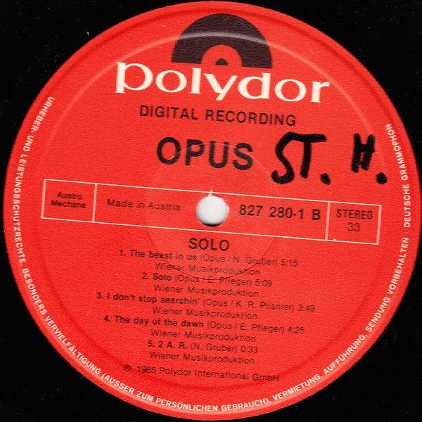 Opus : Solo (LP, Album)