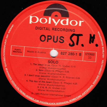 Opus : Solo (LP, Album)