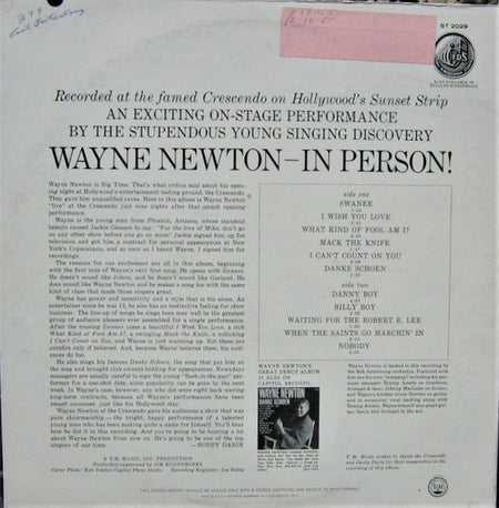 Wayne Newton : In Person! (LP, Album)