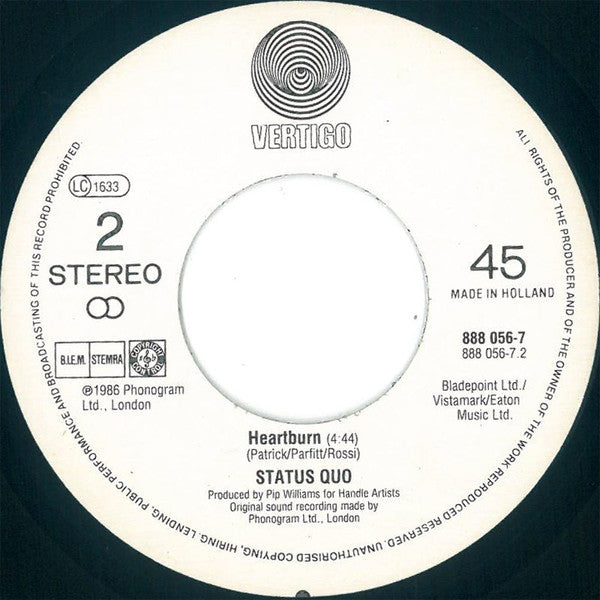 Status Quo : In The Army Now (7", Single)