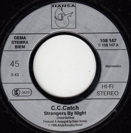 C.C. Catch : Strangers By Night (7", Single)