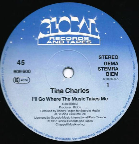 Tina Charles : I'll Go Where The Music Takes Me (87' Remix) (12")