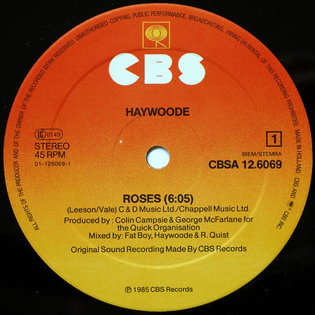 Haywoode : Roses (Extended Version) (12", Maxi)