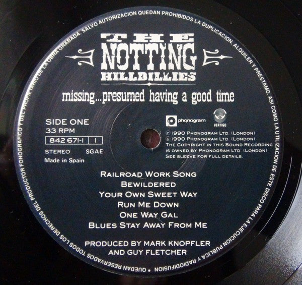 The Notting Hillbillies : Missing... Presumed Having A Good Time  (LP, Album)