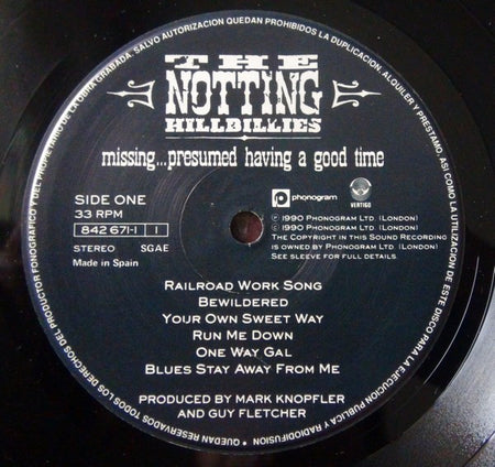 The Notting Hillbillies : Missing... Presumed Having A Good Time  (LP, Album)