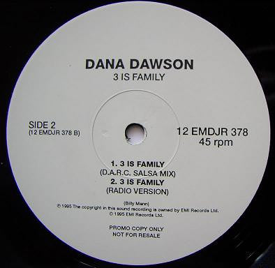 Dana Dawson : 3 Is Family (The R+B Mixes) (12", Promo)