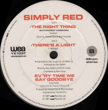 Simply Red : The Right Thing (12", Single)
