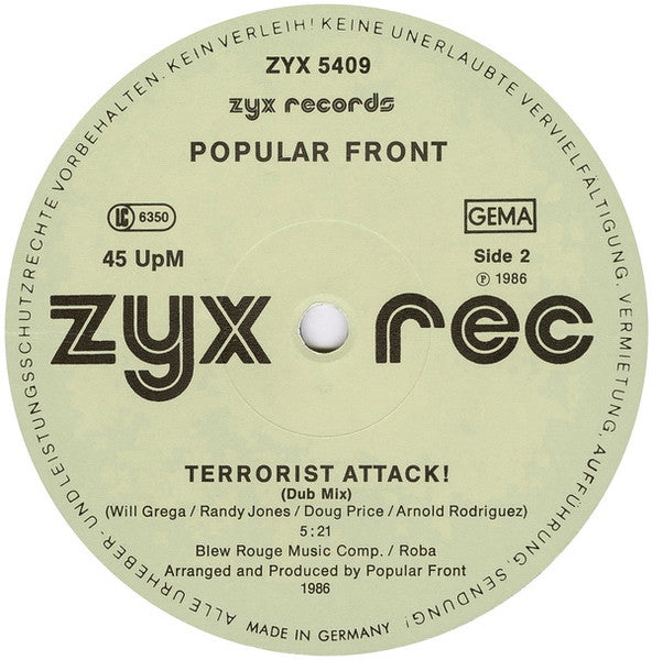 Popular Front : Terrorist Attack! (12")