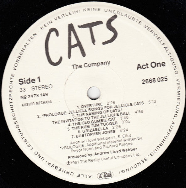 Andrew Lloyd Webber : Cats (2xLP, Gat)