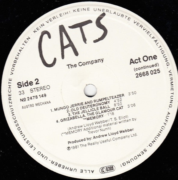 Andrew Lloyd Webber : Cats (2xLP, Gat)