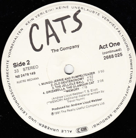 Andrew Lloyd Webber : Cats (2xLP, Gat)