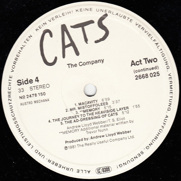 Andrew Lloyd Webber : Cats (2xLP, Gat)