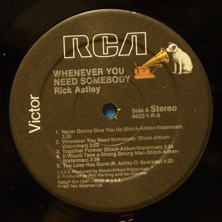 Rick Astley : Whenever You Need Somebody (LP, Album, Hau)