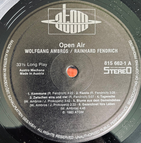 Wolfgang Ambros + Rainhard Fendrich : Open Air (LP, Album)