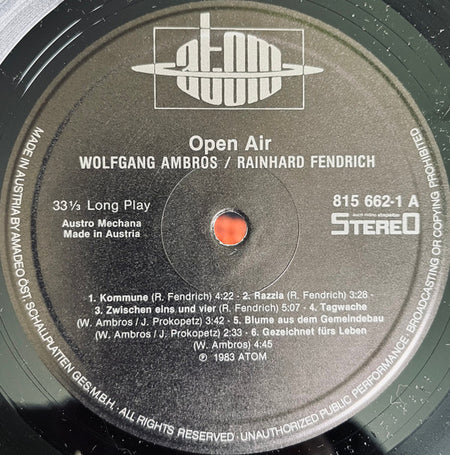Wolfgang Ambros + Rainhard Fendrich : Open Air (LP, Album)