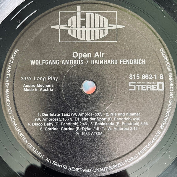 Wolfgang Ambros + Rainhard Fendrich : Open Air (LP, Album)