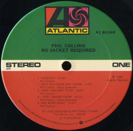 Phil Collins : No Jacket Required (LP, Album, Club, Car)