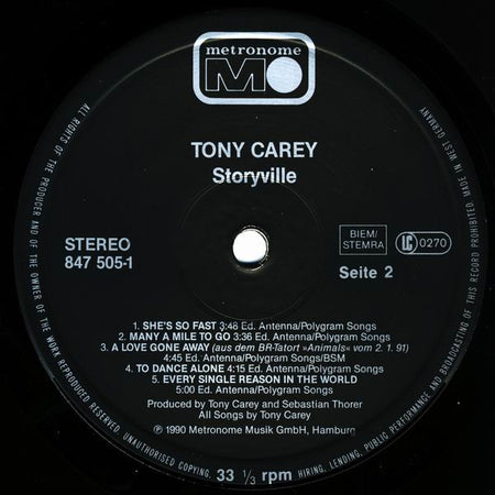 Tony Carey : Storyville (LP, Album)