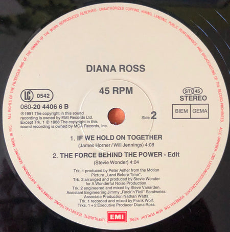Diana Ross : The Force Behind The Power (12", Maxi)
