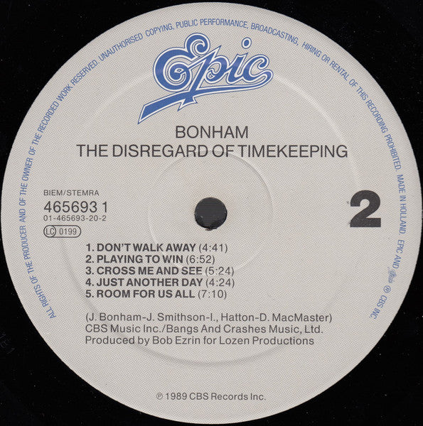 Bonham : The Disregard Of Timekeeping (LP, Album)