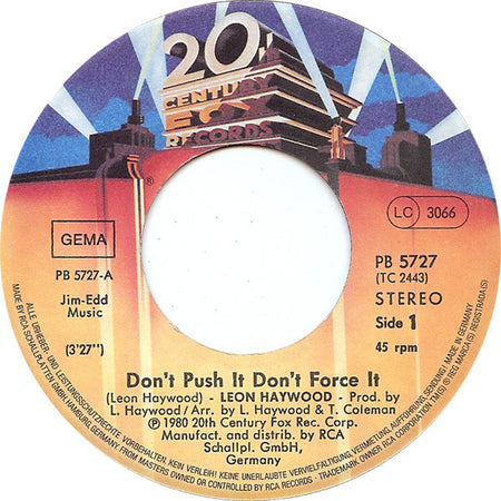 Leon Haywood : Don't Push It Don't Force It (7", Single)