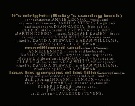 Eurythmics : It's Alright (Baby's Coming Back) (12", Maxi)