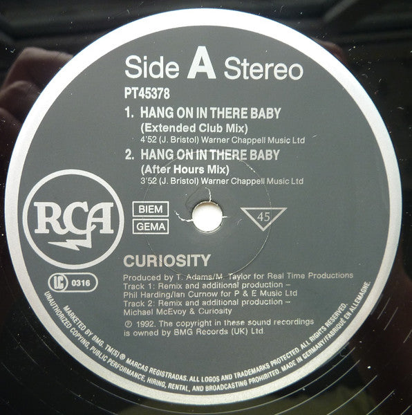 Curiosity : Hang On In There Baby (12", Single)
