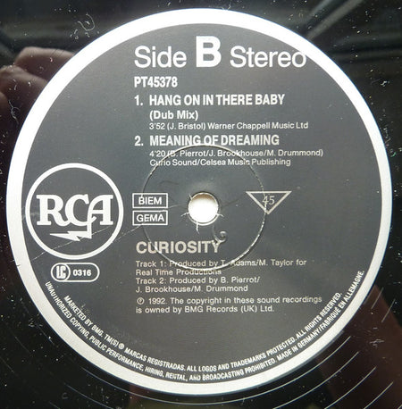 Curiosity : Hang On In There Baby (12", Single)