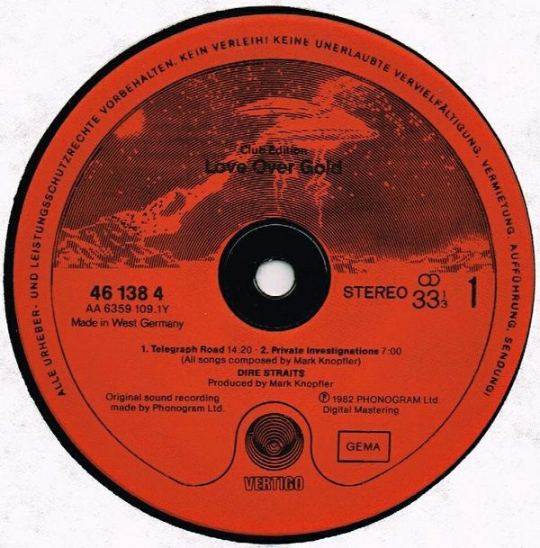 Dire Straits : Love Over Gold (LP, Album, Club, RE, Red)