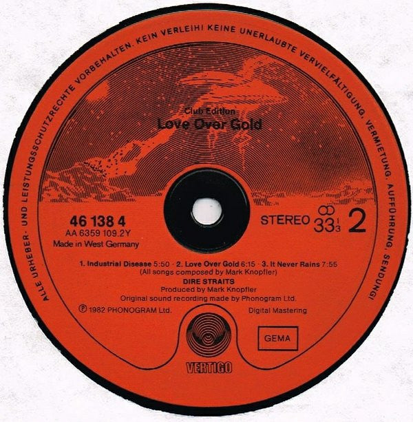 Dire Straits : Love Over Gold (LP, Album, Club, RE, Red)