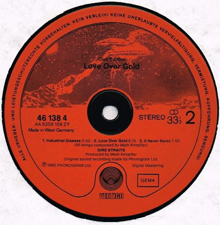 Dire Straits : Love Over Gold (LP, Album, Club, RE, Red)