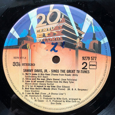 Sammy Davis Jr. : Sings The Great TV-Tunes (LP, Album)