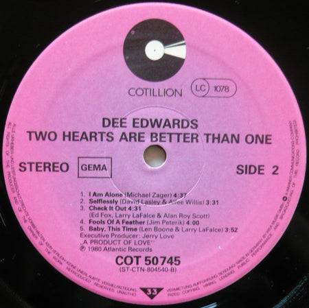 Dee Edwards : Two Hearts Are Better Than One (LP, Album)