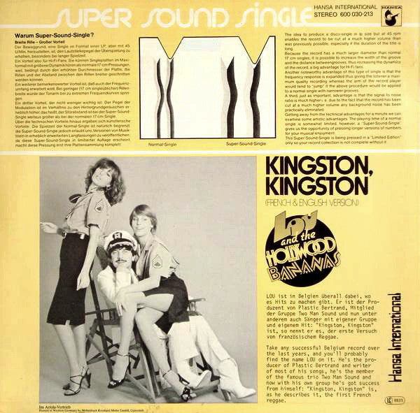 Lou & The Hollywood Bananas : Kingston, Kingston (Long Version) (12", Single)