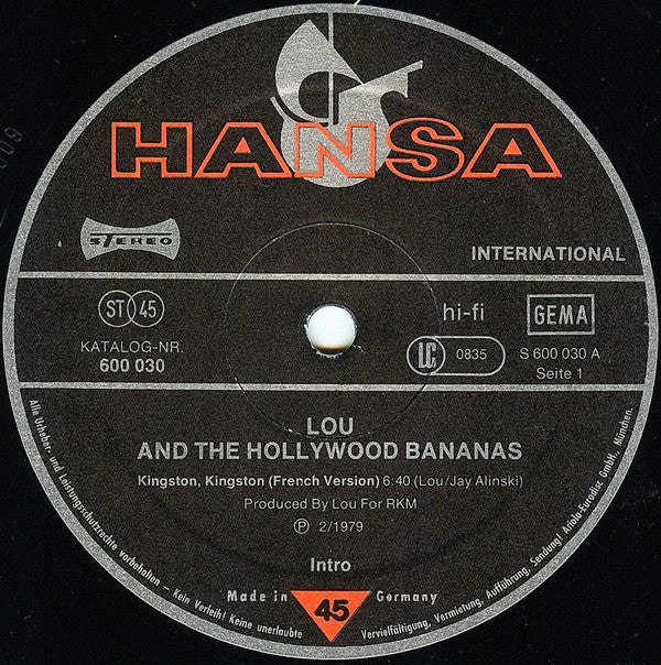 Lou & The Hollywood Bananas : Kingston, Kingston (Long Version) (12", Single)