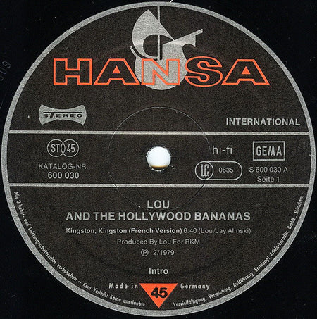 Lou & The Hollywood Bananas : Kingston, Kingston (Long Version) (12", Single)