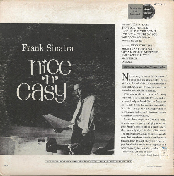 Frank Sinatra : Nice 'N' Easy (LP, Album, RP, Scr)