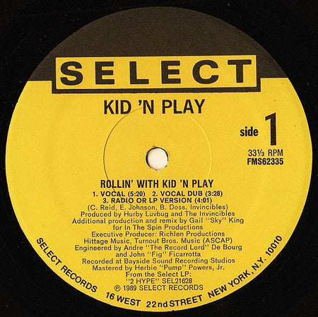 Kid 'N' Play : Rollin' With Kid 'N Play (12", Single)