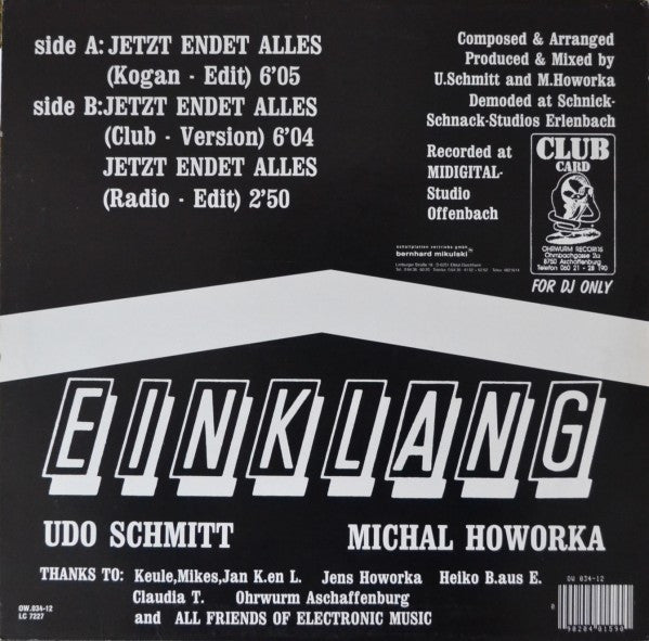 Einklang (3) : Jetzt Endet Alles (12", Maxi)