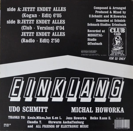 Einklang (3) : Jetzt Endet Alles (12", Maxi)