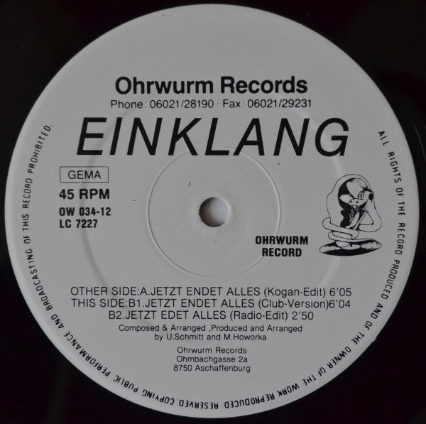 Einklang (3) : Jetzt Endet Alles (12", Maxi)